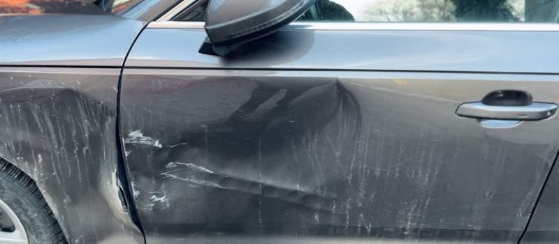 Destroyed Car on Parking. Cracow in Poland.